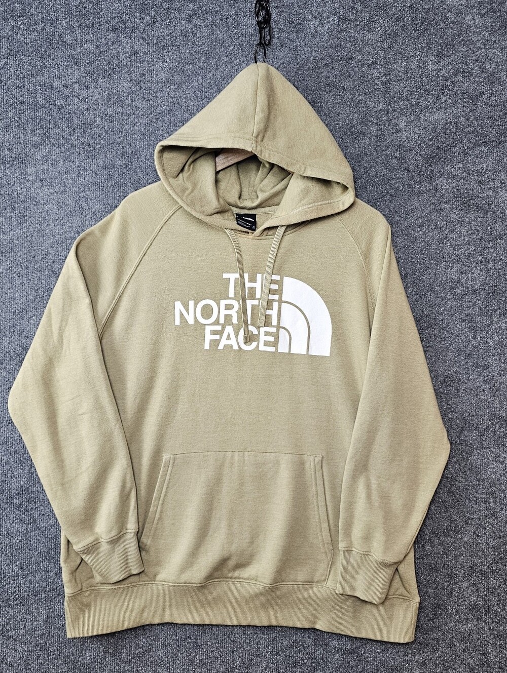The North Face Beige Graphic Logo Pullover Hoodie Sweatshirt | Women’s XL